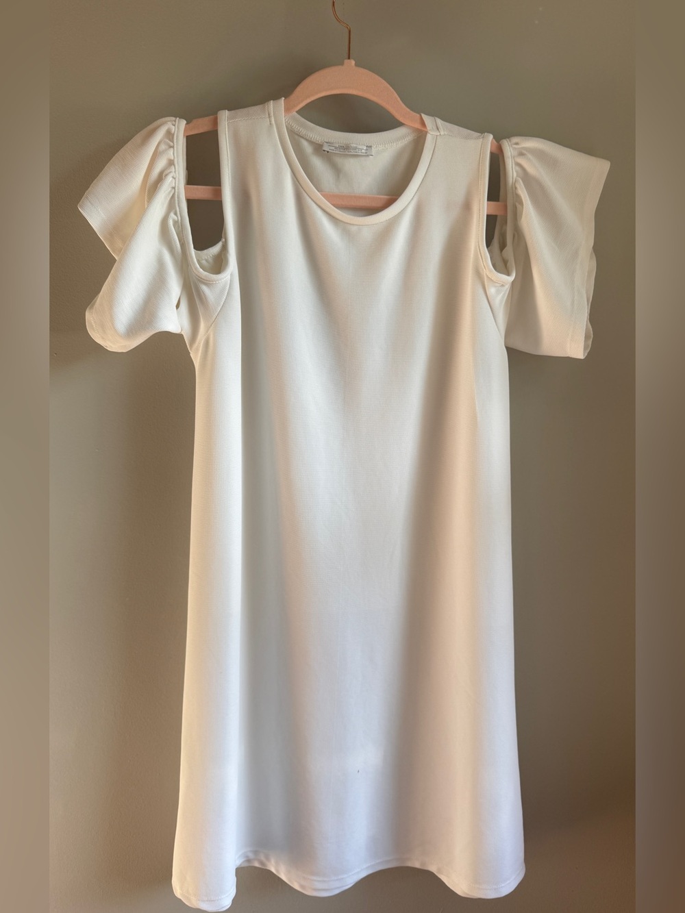 Zara Trafaluc White Cold Shoulder Flutter Sleeve A-Line Dress Size L
